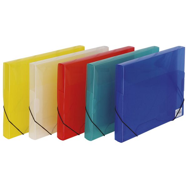 Elastic Plastic Box File Transparent Green 3Cm