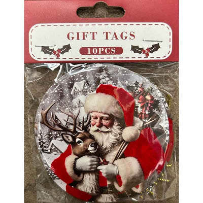 SANTA Round GIFT TAGS x 10 pcs