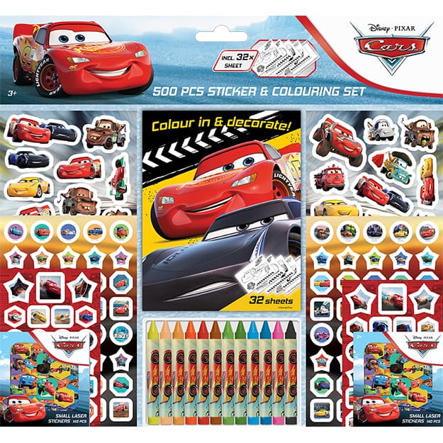 Disney pixar CARS sticker & colouring set x 500 pcs