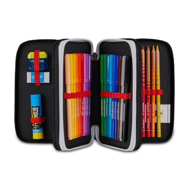 Milan 3 Zipper Filled Pencil Case