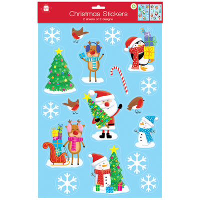 SANTA & CHARACTERS STICKERS 2 DIFFERENT SHEETS