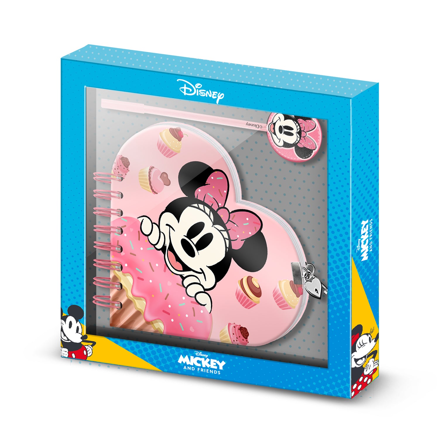 Minnie Mouse Pink Heart Diary with lock + Pen