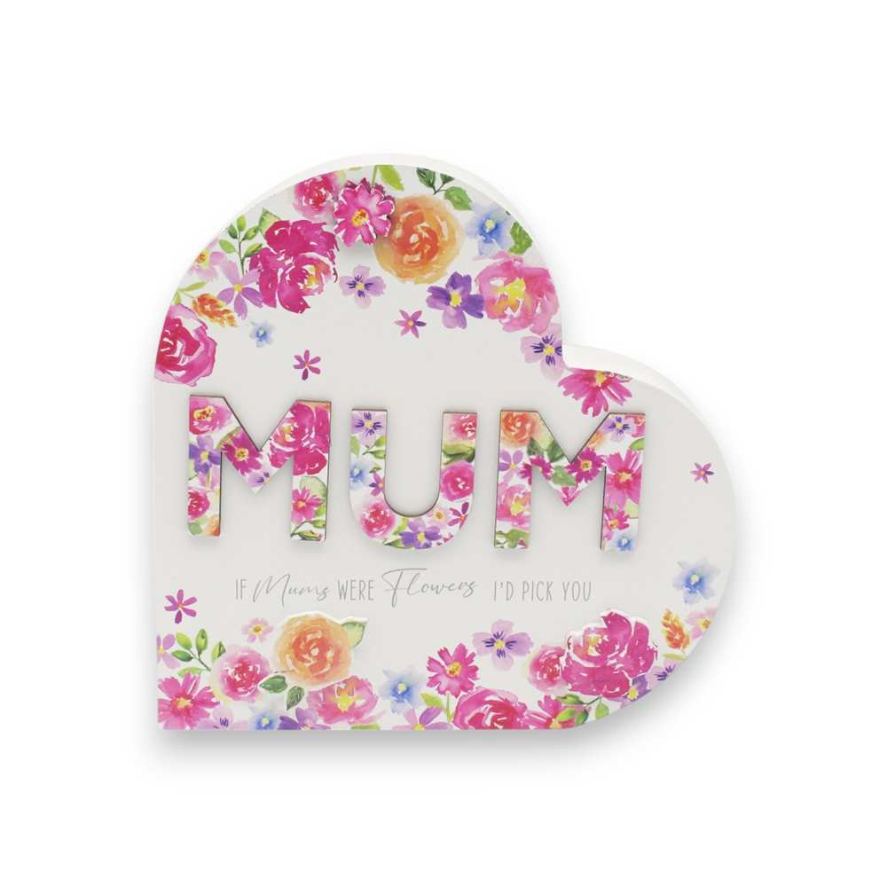 FLORAL HEART PLAQUE - MUM