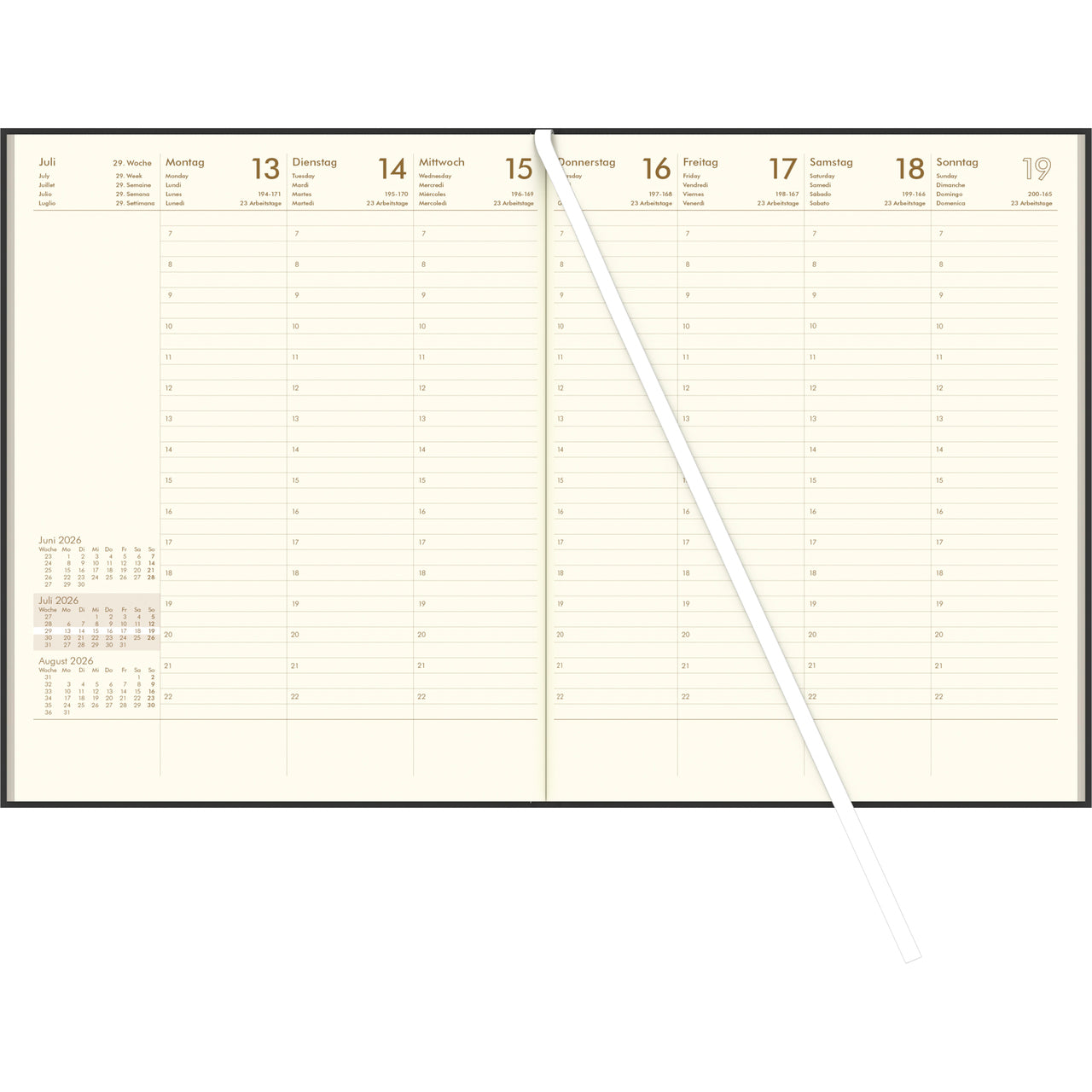 Diary 2026 one week on 2 pages 21x26.5 cm