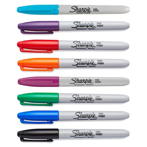 Sharpie Permanent Marker Pens Fine Tip 8 Mixed Colours