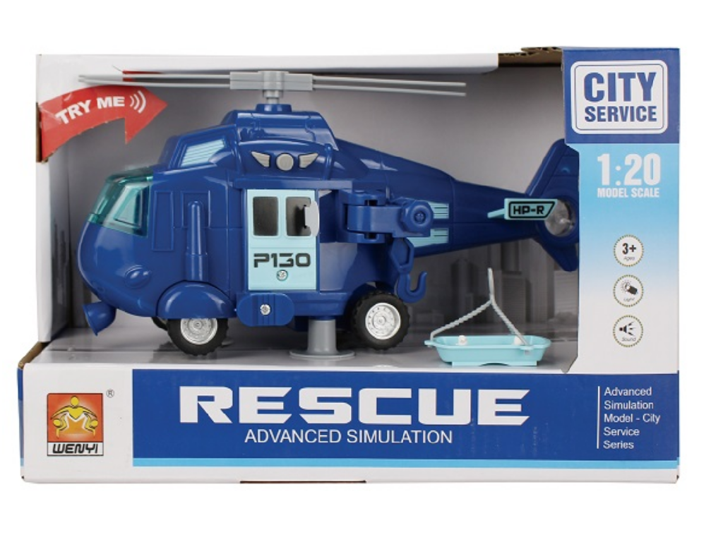 Friction Blue Helicopter With Light And Sound