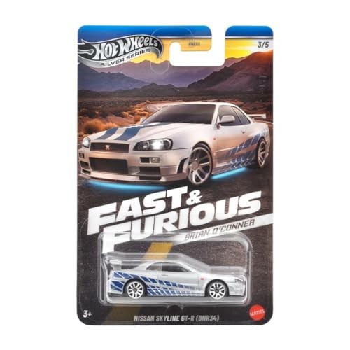 Hot Wheels 1:64 Scale Nissan Skyline GT-R (BNR34) Fast & Furious Silver