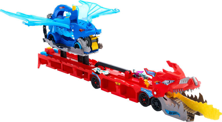 Hot Wheels City Ultimate Dual Dragon Transporter - transform into racetrack