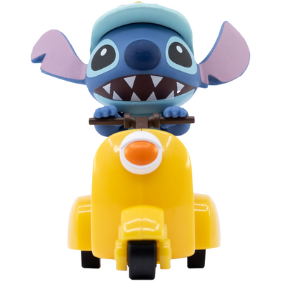 DISNEY- LILO & STITCH YELLOW MOTORCYCLE STITCH PULLBACK VEHICLE