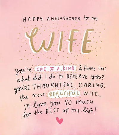Happy Anniversary to my Wife Card
