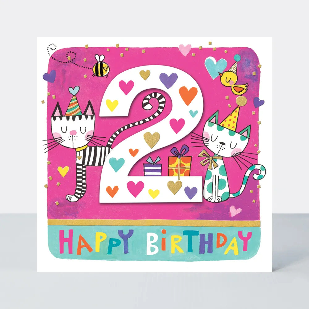 Happy 2nd Birthday Card with Cats