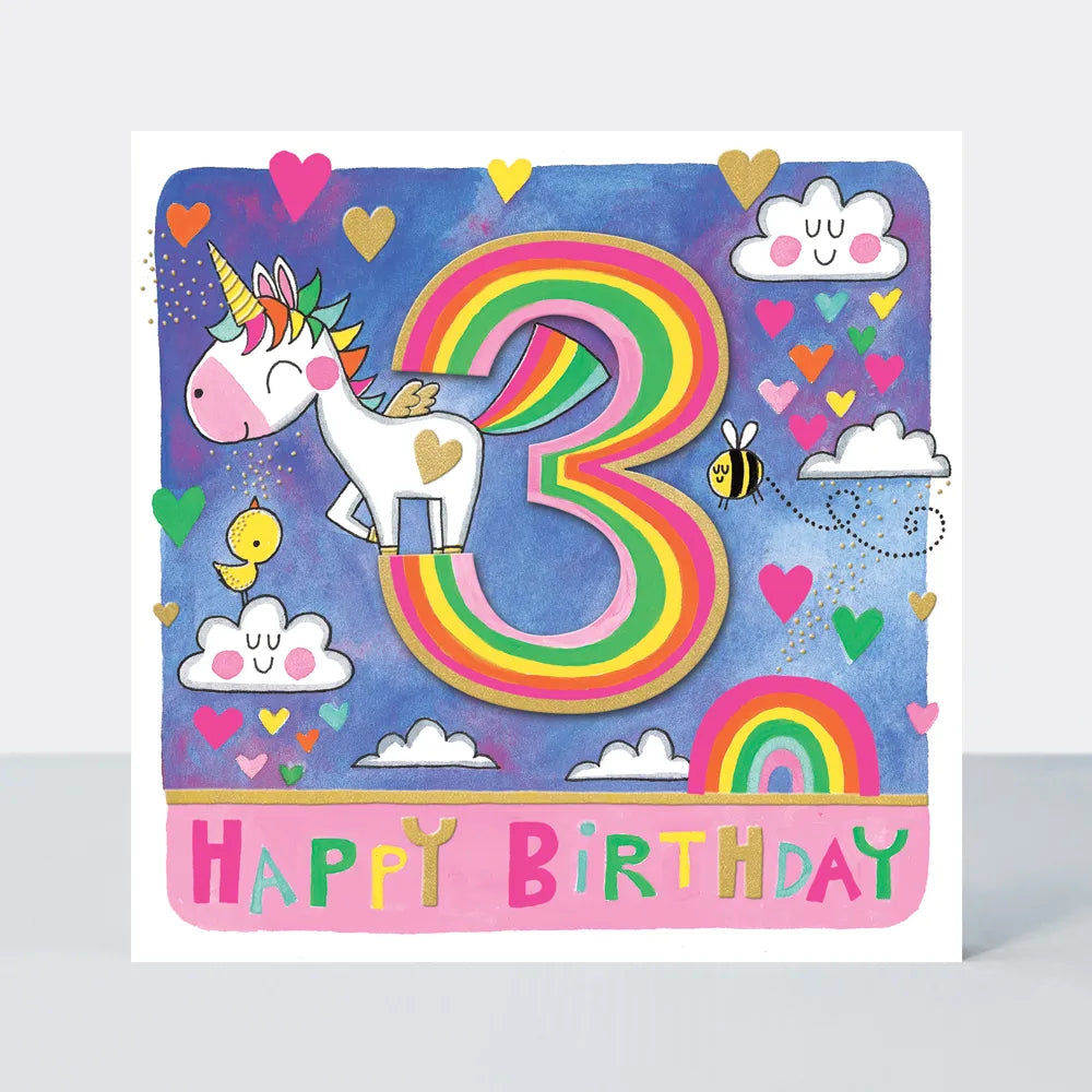 Happy 3rd Birthday Unicorn Card