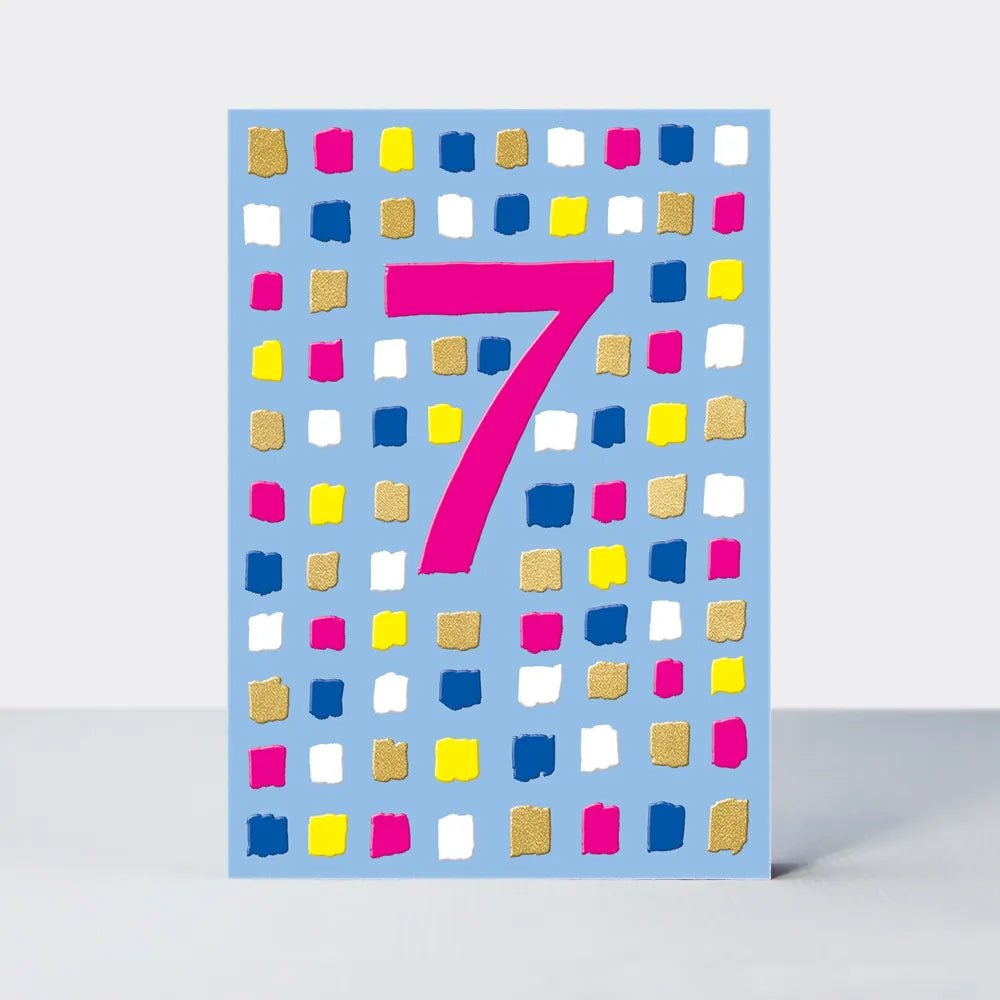 Card with Colorful Squares 7th Birthday
