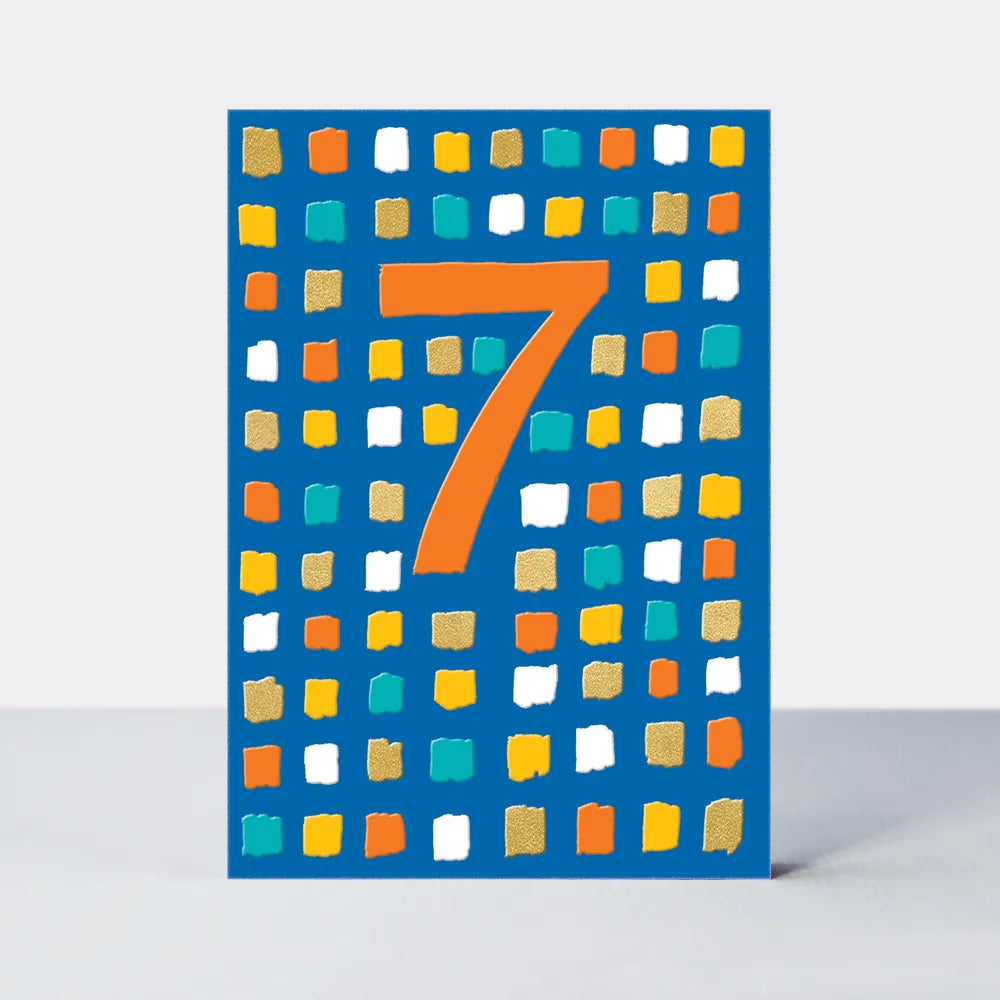 Colorful Abstract Number 7 Birthday Card