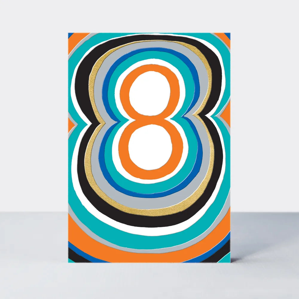 Colorful Abstract Number 8 Birthday Card