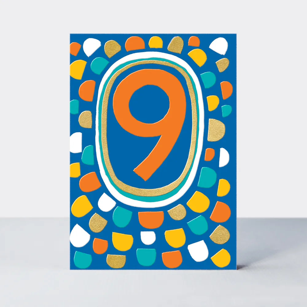 Colorful Abstract Number 9 Birthday Card
