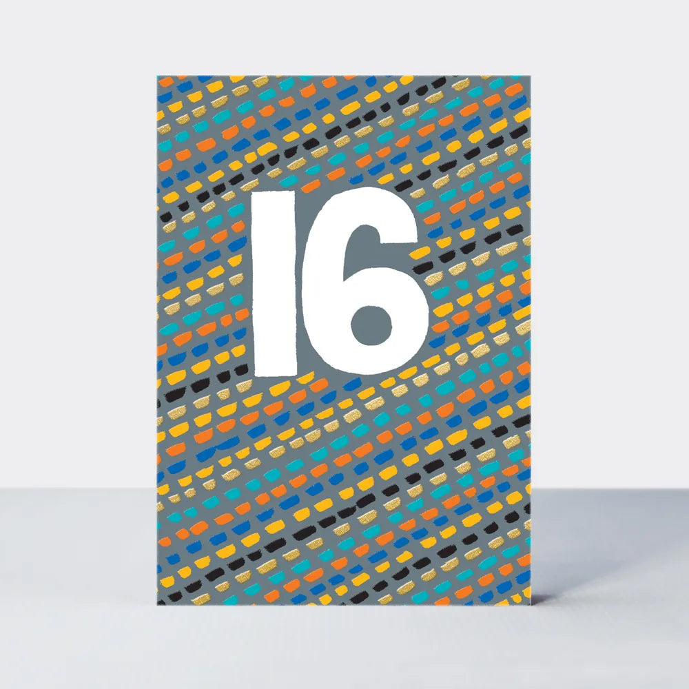 Colorful Abstract Number 16 Birthday Card