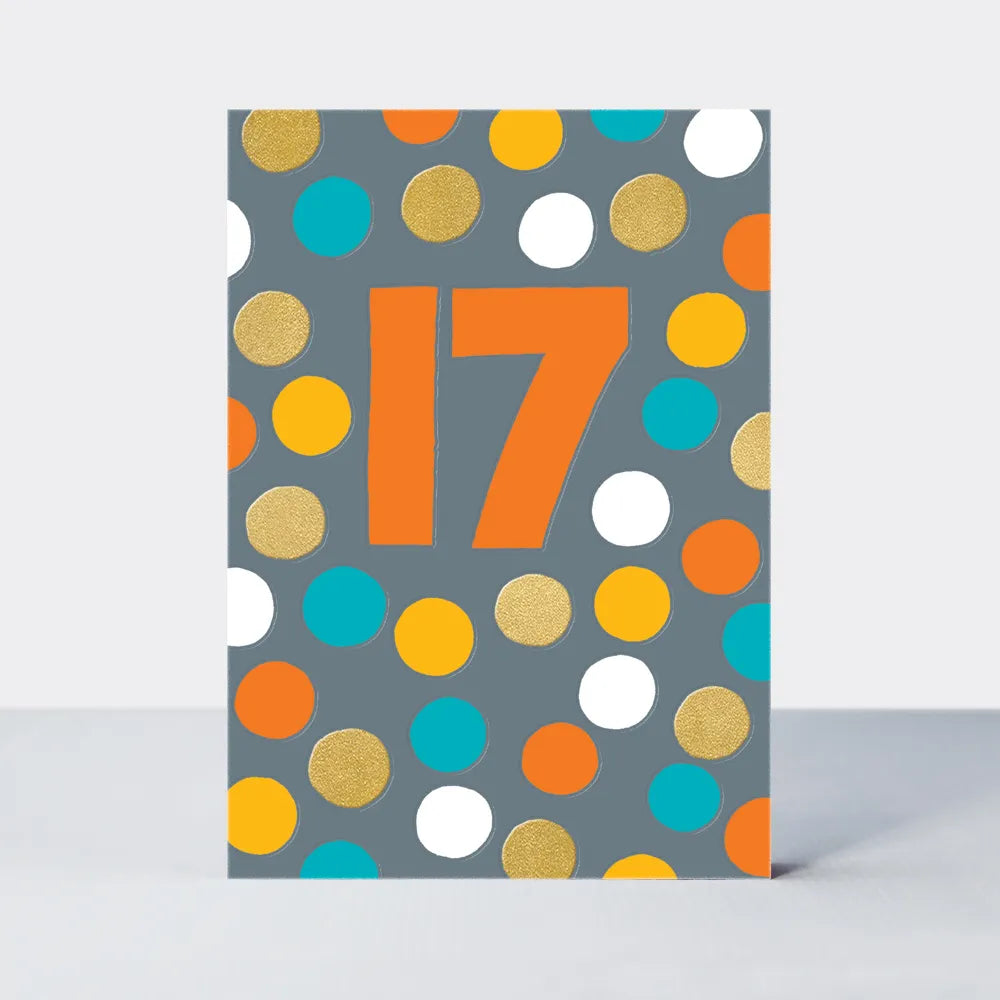 Colorful Abstract Number 17 Birthday Card