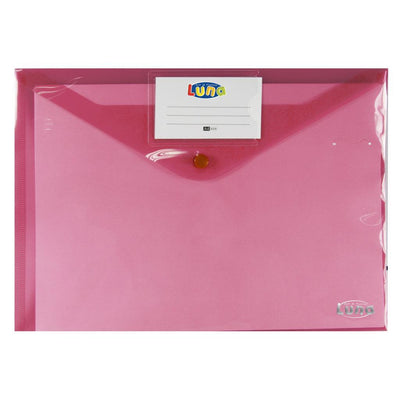 Plastic A4 Button Envelope Red
