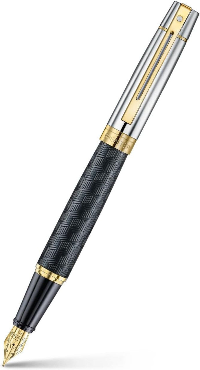 Sheaffer Fountain Pen Engraved Matt Black Barrel and Chrome Trims