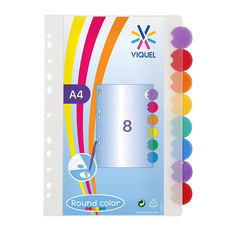 PVC coloured Dividers x8 round tabs