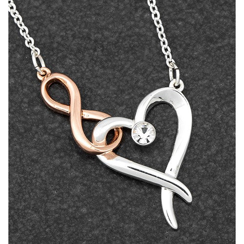 2Tone Hearts & Kiss Necklace