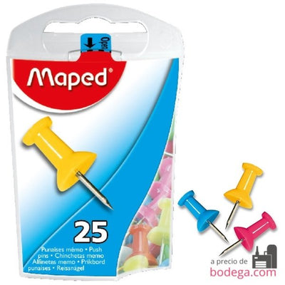 Push Pins Coloured x25 Pcs