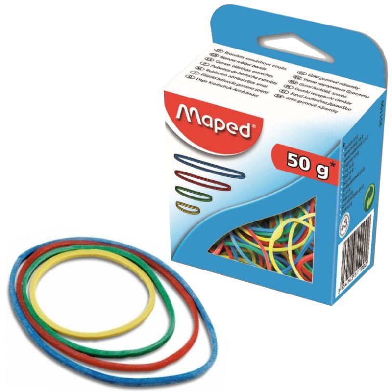 Colour Rubber Bands 50G Assorted Colours And Sizes