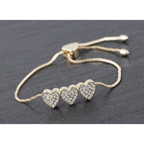 Glam Sparkle Gold Plated Heart Bracelet