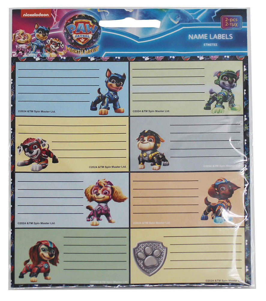 Paw Patrol School Labels X16 Lables