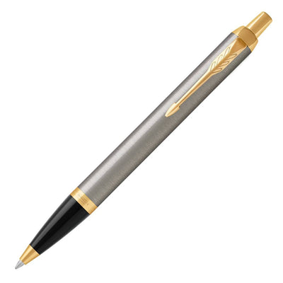 Parker Ballpoint Pen - Brushed Metal & Gold Trim
