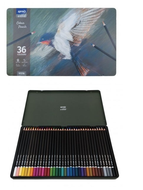 Artist Colored Pencils x36 Colors Metal Box