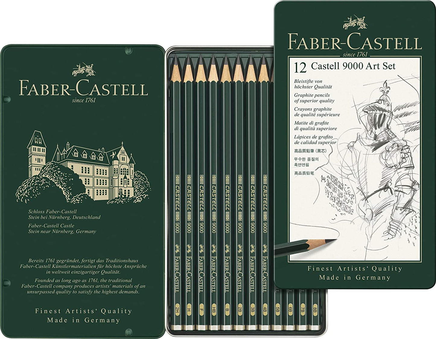 Graphite Pencil X 12 Pcs Tin Set- B 2B 3B 4B 5B 6B 7B 8B H F 2H
