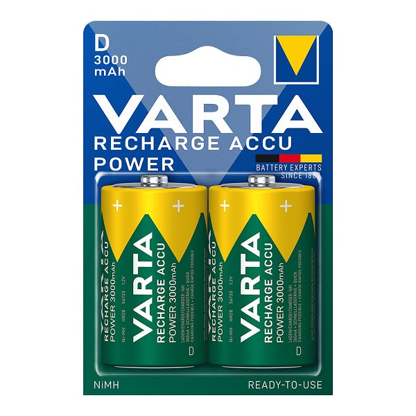 Varta Accu Power D R20 Ni-MH Rechargeable Batteries 3000 mAh Pack x 2pcs