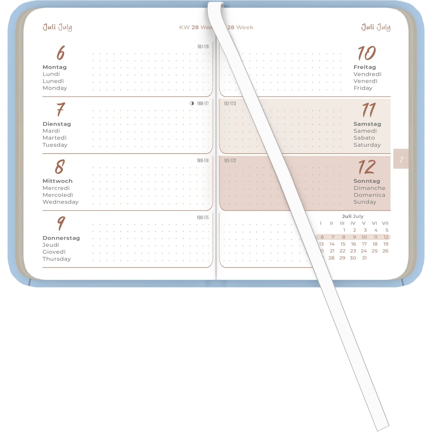 Lady Journal Mini Diary Deluxe Sky 2026 Pocket Calendar 8x11.5 cm