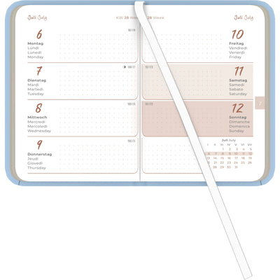 Lady Journal Mini Diary Deluxe Sky 2026 Pocket Calendar 8x11.5 cm