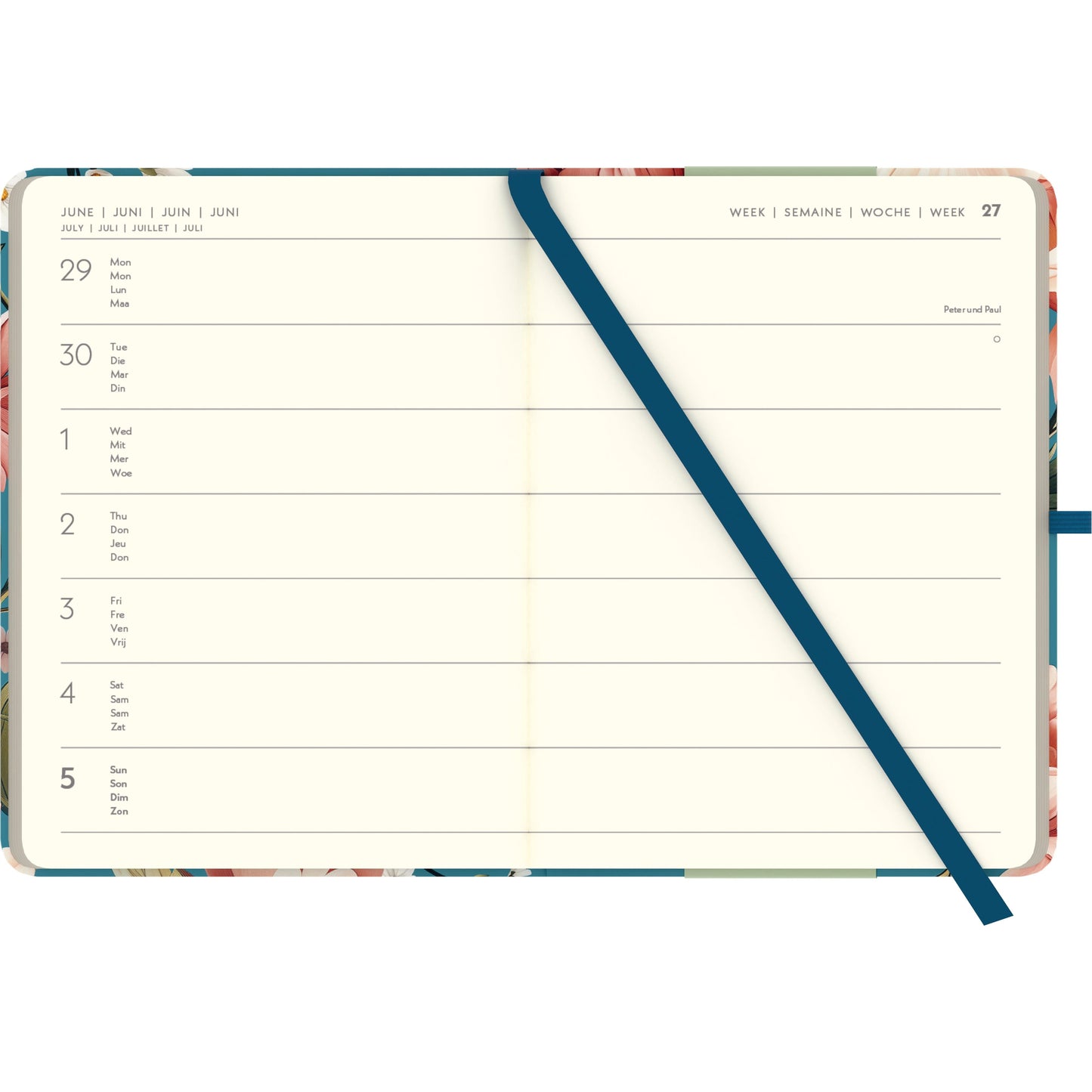 GreenLine Diary Floral 2026 one wee16x22 cm on 2 pages