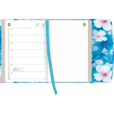 Diary Bright Flowers 2026 one Week on 1 page the other for notes10x15 cm