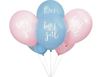 Unique Boy or Girl Gender Reveal Latex Balloons x8 pcs