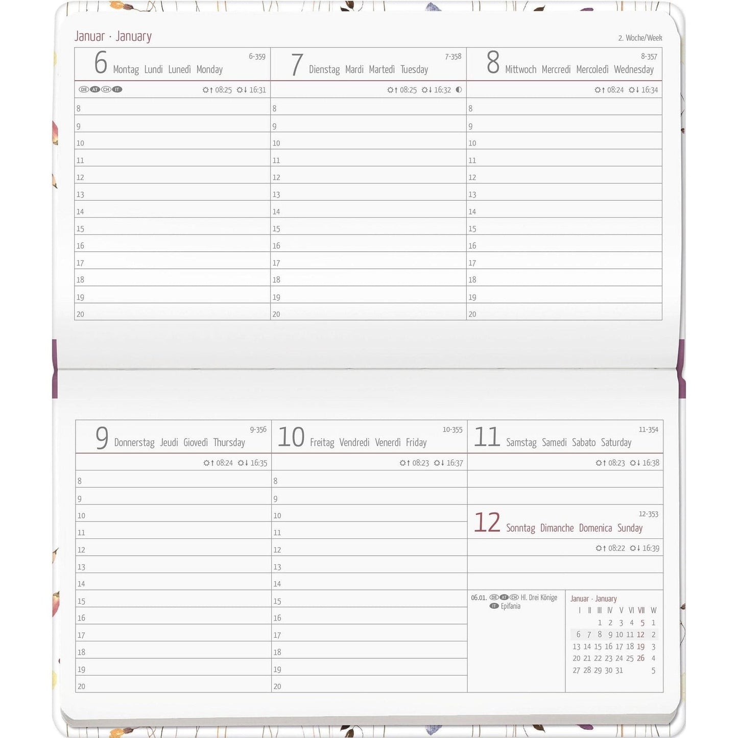 Slim Diary 2025 - 1 Week On 2 Pages