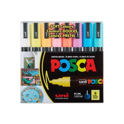 POSCA PC-5M Medium Acrylic Paint Marker Set x 8 Soft Colors