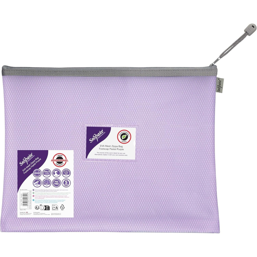 Foolscap Snopake EVA Mesh Zippa Bag - Pastel Purple
