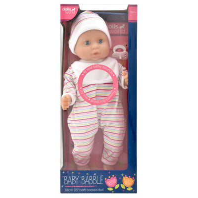 Dolls World Baby Babble Doll With Real Baby Sounds 38cm