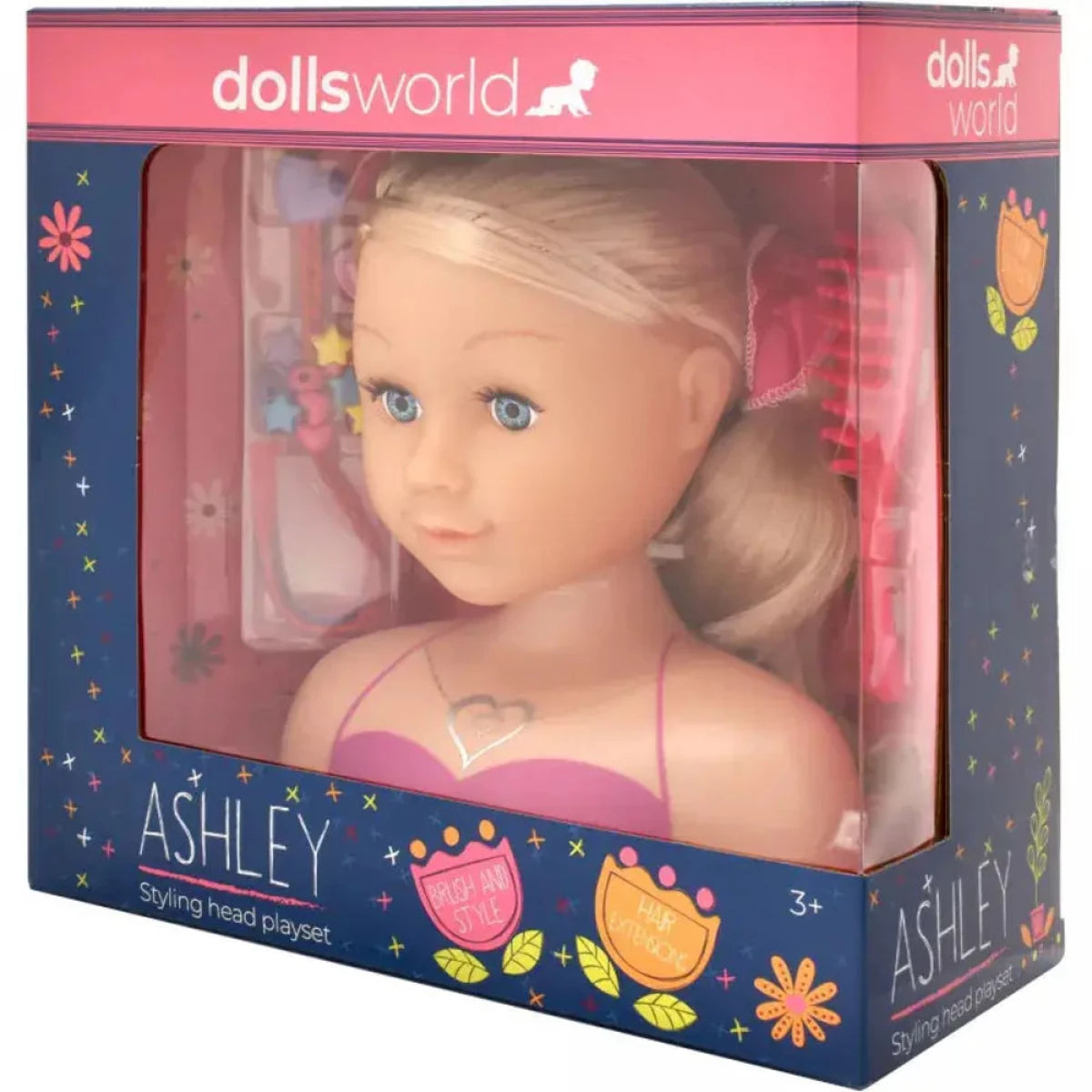 Dolls World Ashley Blonde Styling Head 21cm with Accessories