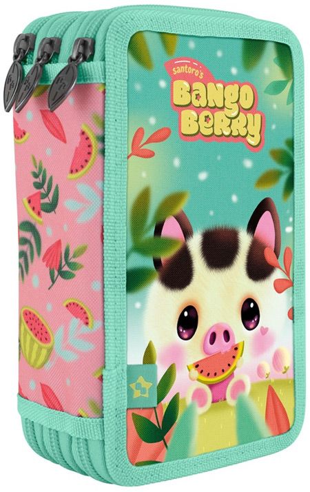 Santoro Bangoberry Piggy Pig 3 Zip Filled Pencil Case
