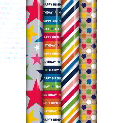 Party Gift Wrapping Paper Roll X2.5Mtrs
