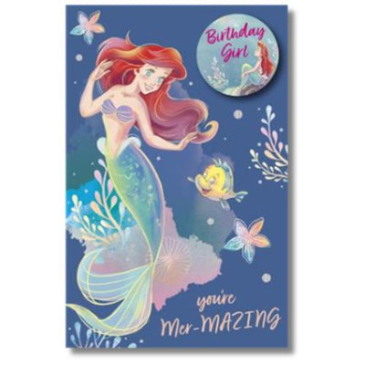 Juvenile Girl Birthday Card - Ariel Mer-Mazing