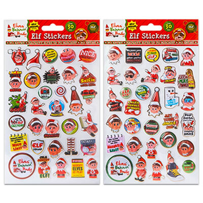 Christmas Elf 30 Piece Vinyl Puffy Stickers