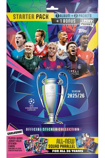 Topps UEFA Champions League 2025/2026 Stickers Mega Starter Pack with Album