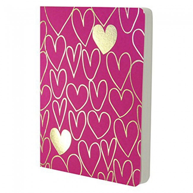 Shimmer Large Gold Hearts - Magenta